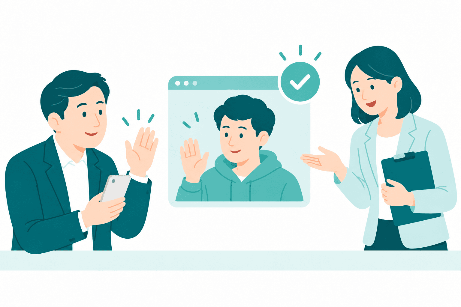 社長のスマホにAI社員が加わり、専任サポーターと迎え入れる
